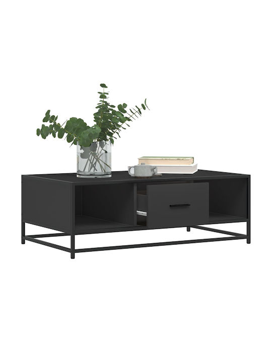 Rectangular Central Coffee Table Wooden Black M100xW57xH35cm