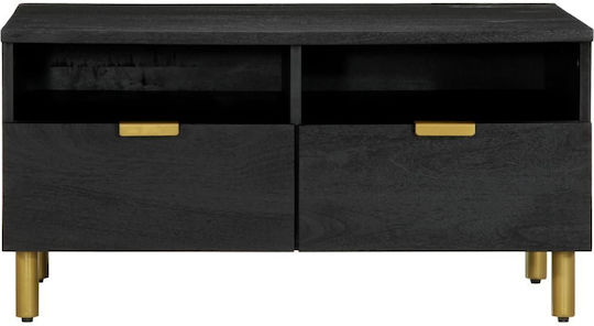 Rectangular Central Coffee Table Made of Solid Wood Black M80xW54xH40cm
