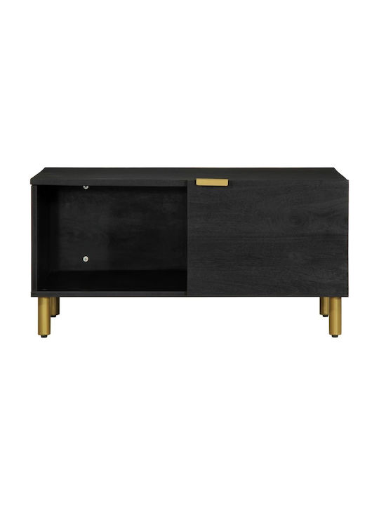 Rectangular Central Coffee Table Made of Solid Wood Black M80xW50xH40cm