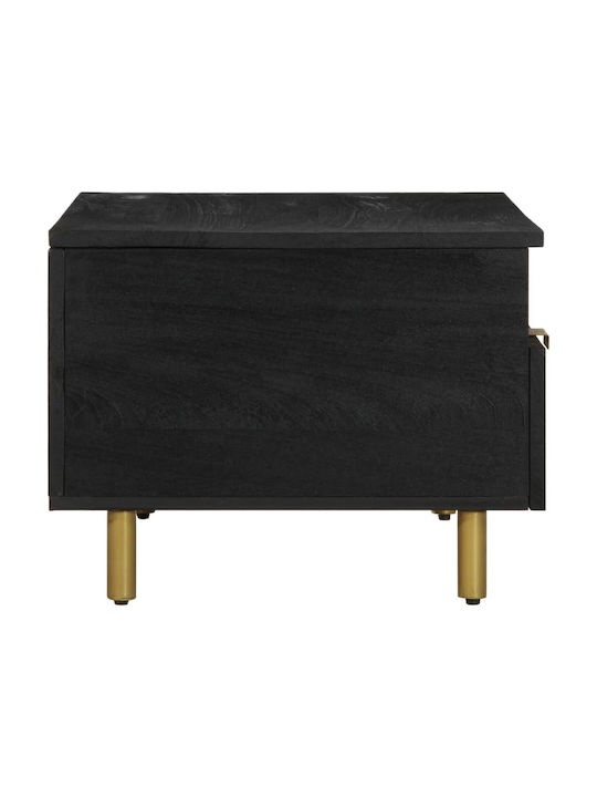 Rectangular Central Coffee Table Made of Solid Wood Black M80xW54xH40cm