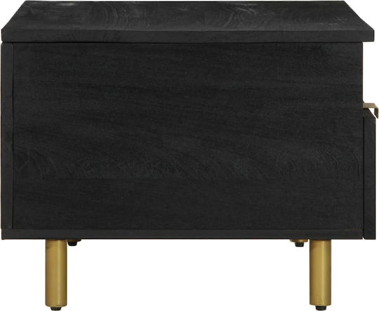 Rectangular Central Coffee Table Made of Solid Wood Black M80xW54xH40cm