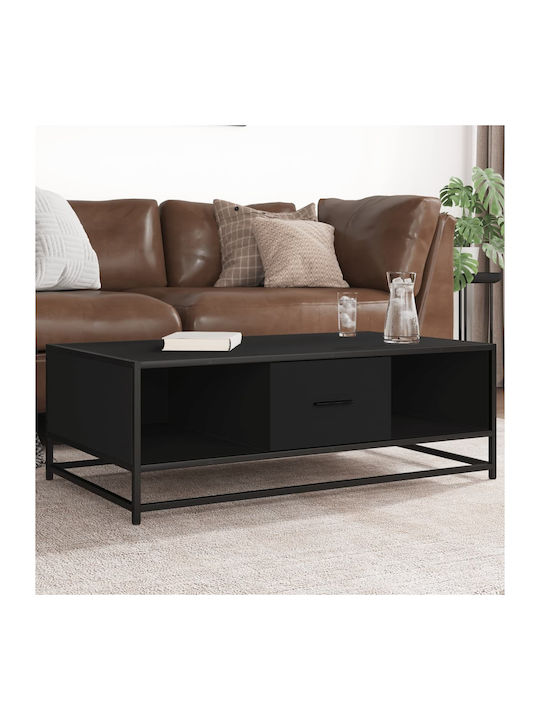 Rectangular Central Coffee Table Wooden Black M100xW57xH35cm