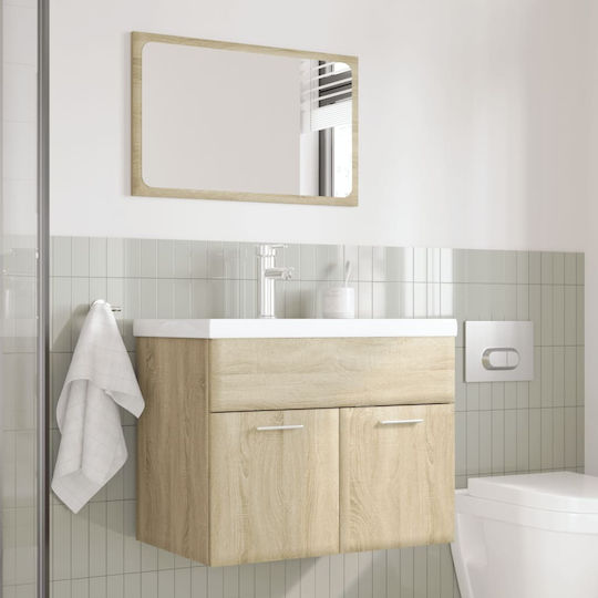 vidaXL Bench with Washbasin & Mirror L61xW18.5xH39.5cm Coffee