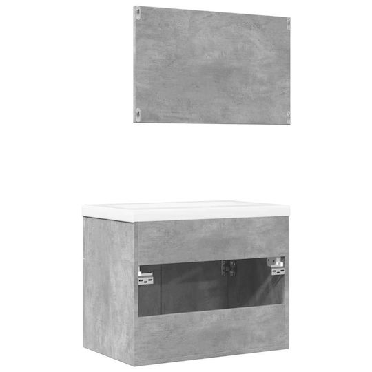 vidaXL Πάγκος με Νιπτήρα & Καθρέπτη Μ61xΒ18.5xΥ39.5cm Γκρι