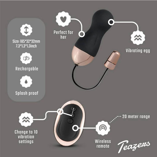 Teazers Egg Vibrator with Remote Control Black