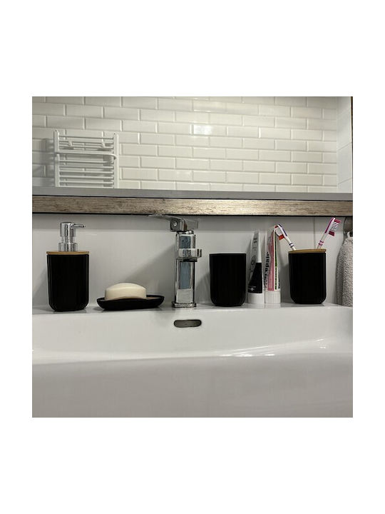 Ruhhy Plastic Bathroom Accessory Set Black 6pcs