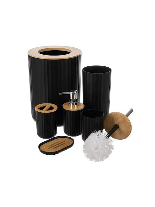 Ruhhy Plastic Bathroom Accessory Set Black 6pcs