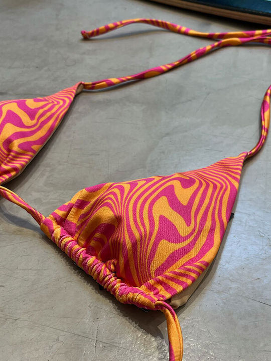 Illusion Rt Triangle Bikini Top Orange / Magenta Striped