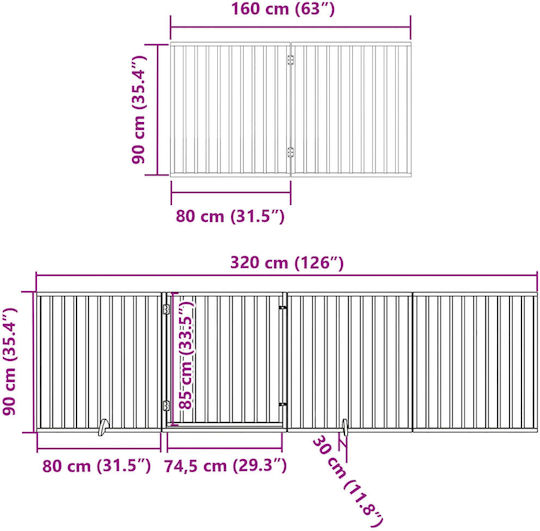 vidaXL Разделител на верандата за Кучета в Бял Цвят 480 x 90см.