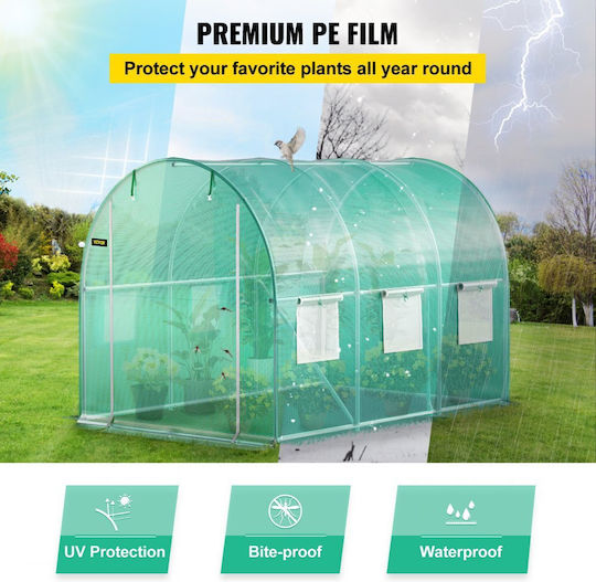 Vevor YDSDWSL1077FTKHD5V0 Greenhouse Tunnel with Metal Frame 4.5x2x2m