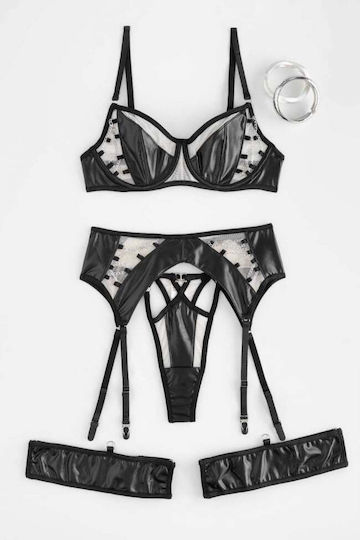 Decoro Sexy Dessous-Set mit Straps Schwarz