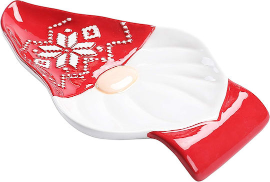 Gnome-shaped Christmas Coaster Ceramic Red L19xW11.4cm.