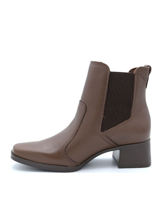 Leather Women's Ankle Boots Brown