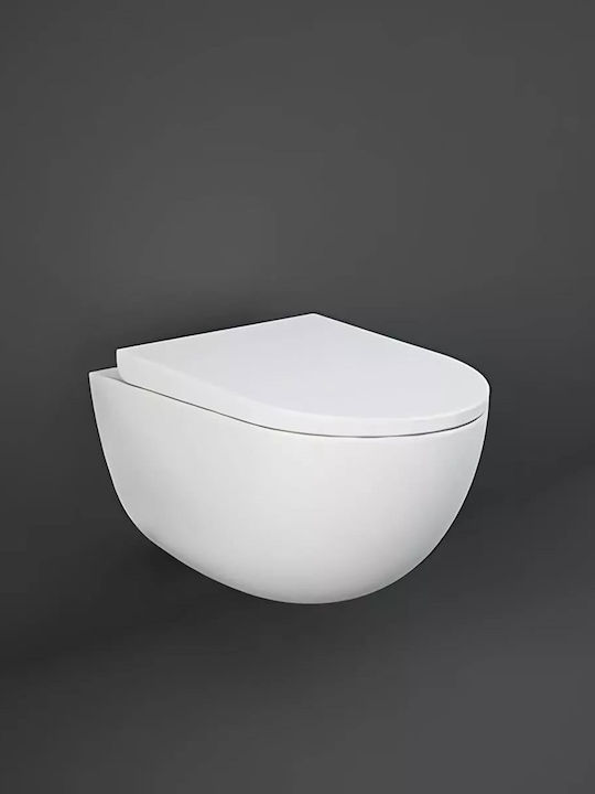 Rak Ceramics DESWC1446AWHA-DESSC3901WH Wall-Mounted Toilet Rimless with Flush with Cover Duroplast Soft Close White 5056176034429