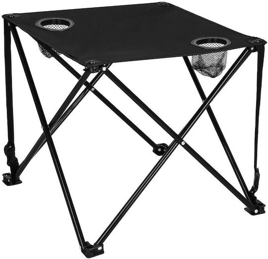 Tabelul Metalic pentru Camping Pliabil 46x46x45cm Negru