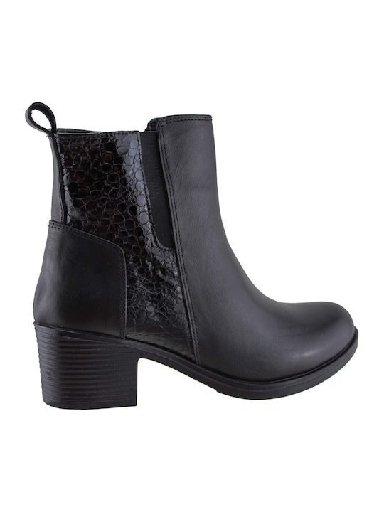 Leder Stiefeletten Damen Schwarz
