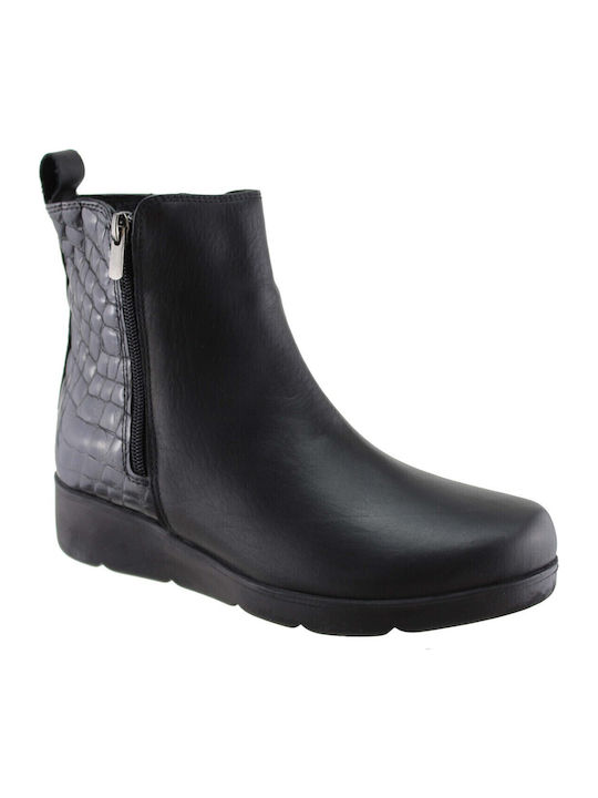 Leder Stiefeletten Damen Schwarz