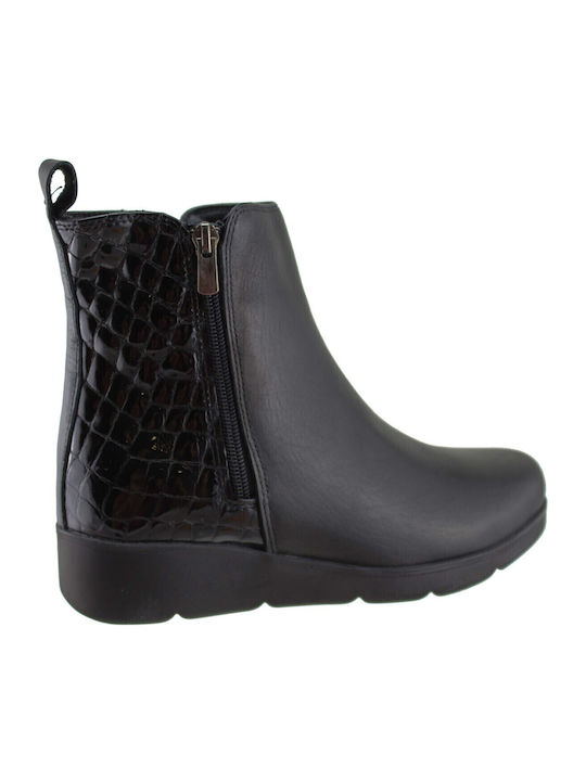 Leder Stiefeletten Damen Schwarz