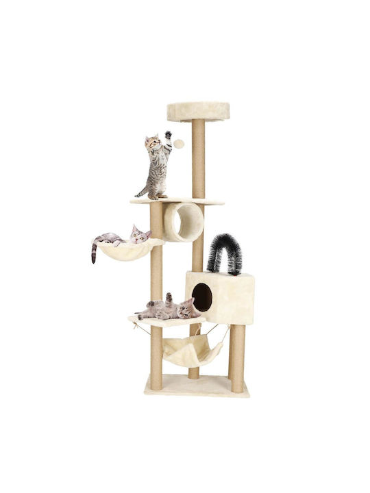 Katzen-Spielset Kratzbaum Versteck Schlafplatz Hängematte Ball 154cm Creme Katzen-Spielset Kratzbaum Versteck Schlafplatz Hängematte Ball 154cm Creme