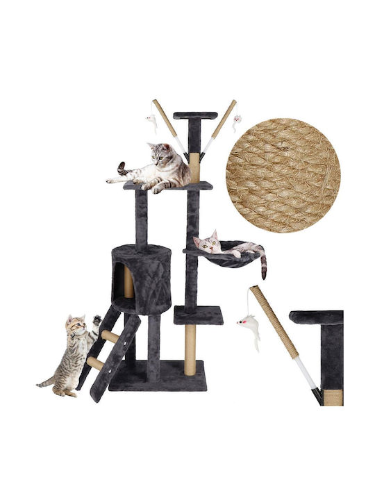 Katzen-Spielset Kratzbaum Versteckter Schlupfwinkel Bett Bälle 145cm Graphit