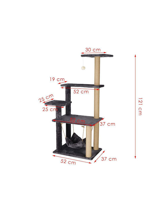 Cat Playset Scratching Post Hammock Ball 121cm Graphite