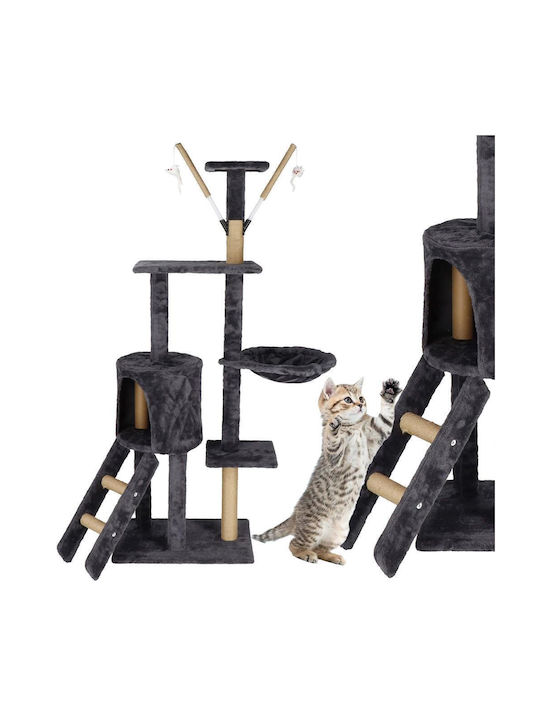 Cat Playset Scratching Post Hidden Nook Bed Balls 145cm Graphite