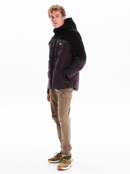 Winter Jacket Puffer Waterproof and Windproof Plum/Black