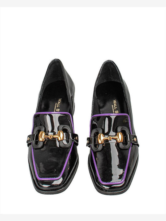 Δερμάτινα Γυναικεία Loafers Black & Purple Line