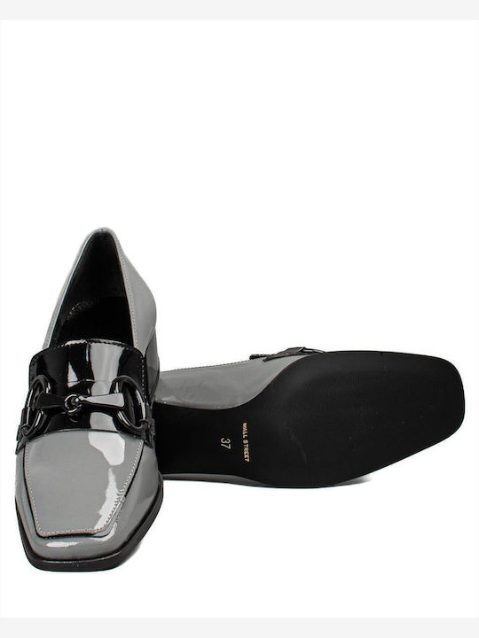 Leather Women's Loafers in Gray Color
