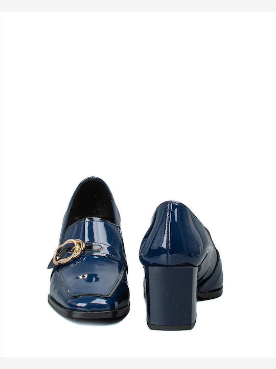 Δερμάτινα Γυναικεία Loafers σε Μπλε Χρώμα