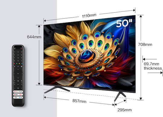 TCL Smart Τηλεόραση 50" 4K UHD QLED C655 HDR (2024) 50C655