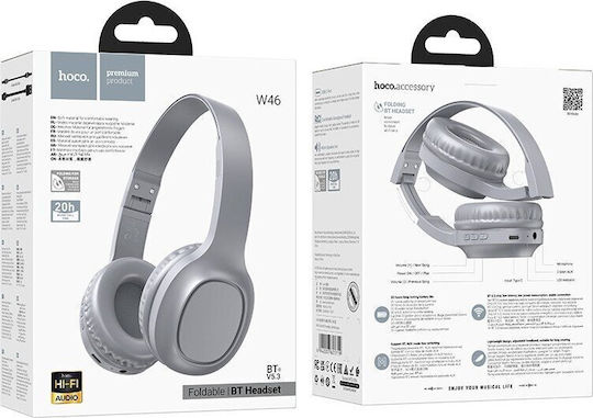 Hoco Charm W46 Bluetooth Wireless Over Ear Headphones with 20 hours of Operation Light Blue Gray