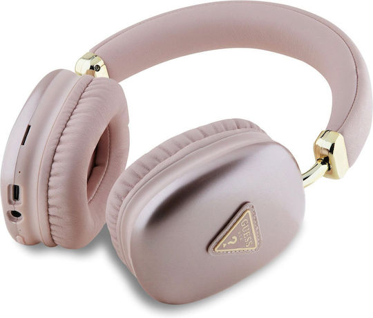 Guess Saffiano Ασύρματα / Ενσύρματα Over Ear Ακουστικά με 2 ώρες Λειτουργίας Ροζ