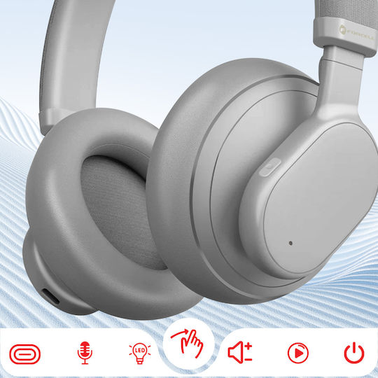 Forcell F-AUDIO Touch Beat Ασύρματα Bluetooth On Ear Ακουστικά με 30 ώρες Λειτουργίας Γκρι