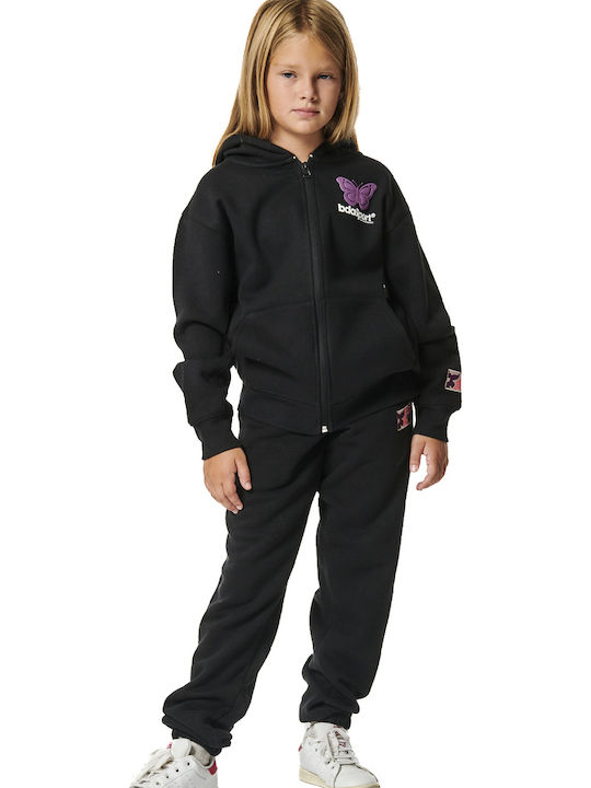 Kids Sweatshirt Cardigan With Hood And Pockets Black