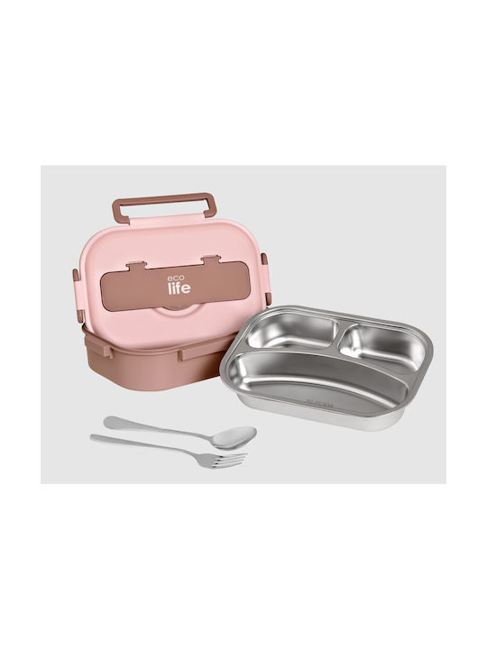 Ecolife Inox Lunch Box Cutlery Pink 1000ml