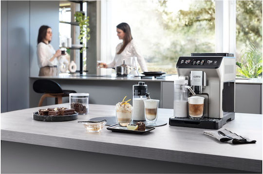De'Longhi Eletta Explore Αυτόματη Μηχανή Espresso 1450W Πίεσης 19bar για Cappuccino με Μύλο Άλεσης Ασημί ECAM 450.55.S