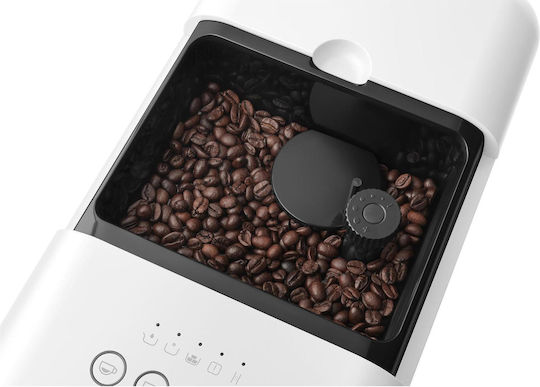 Smeg Αυτόματη Μηχανή Espresso 1350W Πίεσης 19bar με Μύλο Άλεσης Λευκή BCC01WHEU