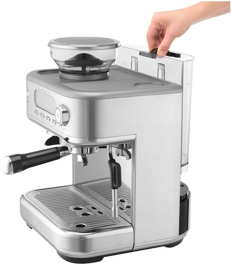 Sencor Αυτόματη Μηχανή Espresso 1700W Πίεσης 15bar με Μύλο Άλεσης Ασημί SES 6050SS
