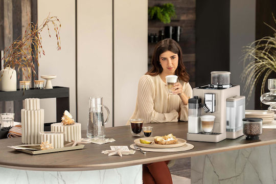 De'Longhi Rivelia Automatic Espresso Machine 1450W Pressure 19bar for Cappuccino with Grinder Beige