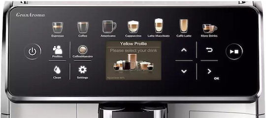 Saeco GranAroma Αυτόματη Μηχανή Espresso 1500W Πίεσης 15bar με Μύλο Άλεσης Μαύρη