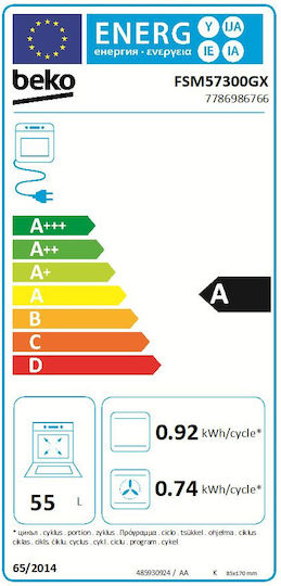 Beko Aragaz 55lt cu Plite Ceramice L50cm. Inox