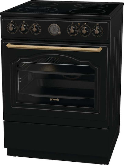 Gorenje GECS6B70CLB Aragaz 71lt cu Plite Ceramice L60cm. Black