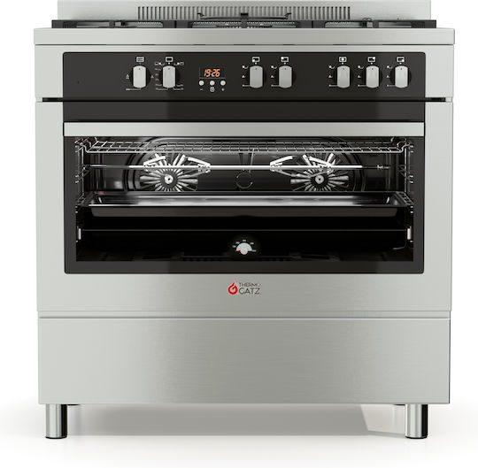 Thermogatz TGS PRO 2090 IX Erdgasherd 89Es mit Erdgas-Kochfeldern B89.8cm. Inox