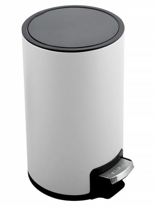 Dimitracas Riku Metallic Toilet Bin with Soft Close Lid 5lt White