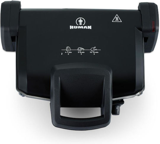 Human HU101 Sandwich Maker Grill with Removable Plates 1800W Black