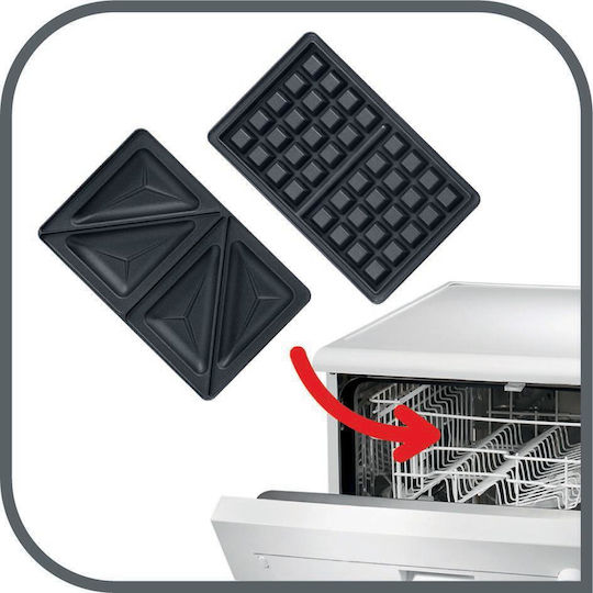 Tefal Snack Time Τοστιέρα με Αποσπώμενες Πλάκες για 2 Τοστ 700W Inox