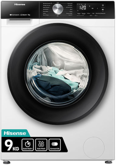 Hisense Washing Machine 9kg with Steam Technology 1400 Rounds WF3S9043BW3