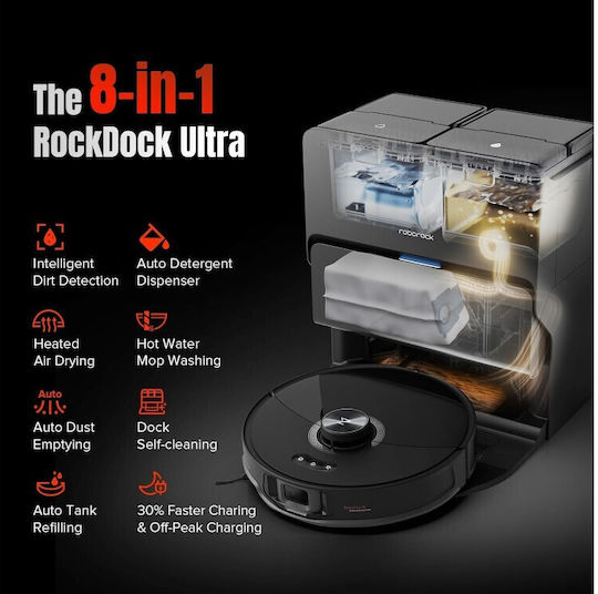 Roborock S8 MaxV Ultra Aspirator Robot cu Cartografiere Laser și Putere de Aspirație 10000Pa Neagră