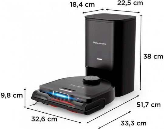Rowenta X-Plorer Series 240+ AI Прахосмукачка Робот с Лазерно Картографиране и Всмукателна Мощност 8000Pa Черна